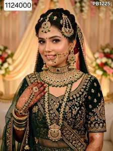 Luxury Maroon Bridal Jewellery Set with Choker Long Haar Matha Patti Nath Earrings Bangles <b>Wedding</b> Necklace Set for Women - Product Image 4
