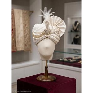 ผ้าโพกหัวเจ้าบ่าวประดับมุกและคริสตัล คัลกี สำหรับงานแต่งงานแบบอินเดียราชวงศ์ - Product Image 4