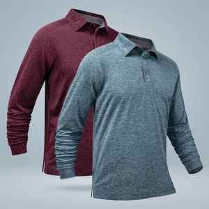 Chemise à manches longues pour homme, couleur unie, tricotée, respirante, séchage rapide, décontractée, pêche, logo frontal ODM, polyester/coton - Product Image 2