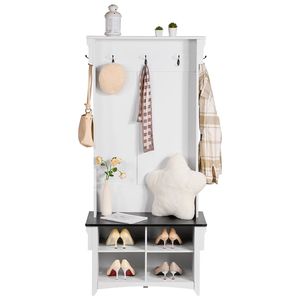Porte-manteau d'entrée réglable de 32 po de large avec rangement pour chaussures et siège – Rangement et organisation pour la maison - Product Image 1