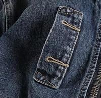 Blouson en jean pour homme, style racer, à capuche, fermeture éclair, doublure unie, décontracté, hiver, sportif, délavé, coupe droite, logo tissé sur le devant, tissu tissé