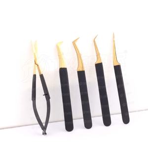 Pince à épiler professionnelle d'extension de cils de haute qualité avec ciseaux à ressort coupe cils équipement de beauté Logo privé - Product Image 3