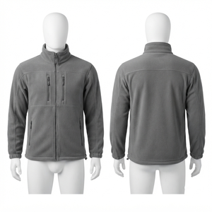 Chaqueta Polar de Trabajo para Hombre, 320 GSM, Polar de Poliéster Premium, Panel Gris en el Pecho, Cierre Completo, Logotipo Bordado Personalizado, OEM, ODM - Product Image 1