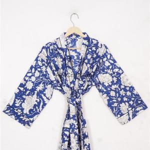 Kimono Hecho a Mano 100% Algodón con Estampado Floral, Ligero, para Verano, Spa, Baño, Informal, Romántico, Largo, para Dormir, Playa, Bikini - Product Image 3