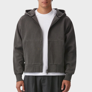 High Quality Oversized Full Zip Hoodie Manufacturer Custom Men Women Washed Hooded Sweatshirt Streetwear Apparel - Product Image 2