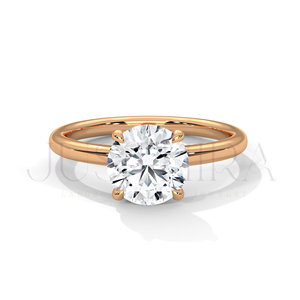 Bague de fiançailles plaquée or rose 14 carats, bague de fiançailles classique avec diamant Moissanite taille ronde, bijoux de mariage pour femmes, cadeau - Product Image 1