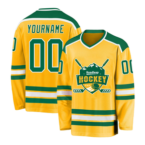 Maillot de hockey sur glace personnalisé pour équipe scolaire, uniforme coloré à rayures pour gardien de but, tenue de terrain - Product Image 1