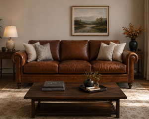 Sofá Chesterfield Clásico de Cuero de 3 Plazas con Brazos Enrollados, Muebles de Sala de Estar de Primera Calidad, Sofá Clásico de 3 Plazas - Product Image 1