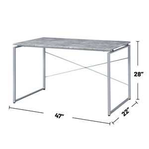 Scrivania Rettangolare con Piano in Finto Cemento Argento, Design Elegante per Computer - Product Image 3