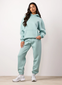 Conjunto deportivo para mujer, corte ajustado, algodón y poliéster, sudadera con cremallera, pantalones jogger, transpirable, elástico, para gimnasio y entrenamiento. - Product Image 6