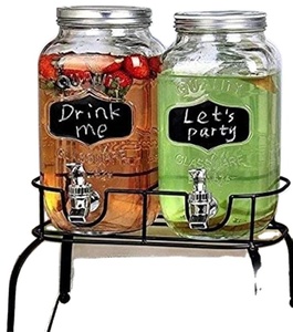 Dispensador de bebidas de mesa de cristal con soporte - Product Image 1