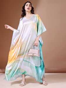 Hot Sale Designer Turkish Style <b>Kaftan</b> Kurta Women Polyester Handmade Batwing Sleeves Regular Fit Flared Hem Breathable Ramadan - Product Image 6