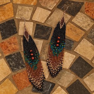 Boucles d'oreilles à franges, boucles d'oreilles bohèmes, boucles d'oreilles en perles de rocaille, boucles d'oreilles faites à la main, boucles d'oreilles à franges perlées bohèmes, boucles d'oreilles en plumes et perles - Product Image 4