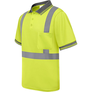 เสื้อโปโลแขนสั้นสีน้ำเงินสำหรับผู้ชายแบบ Hi Vis พร้อมแถบสะท้อนแสงและกระเป๋าหน้าอก ชุดทำงานแห้งเร็ว - Product Image 6