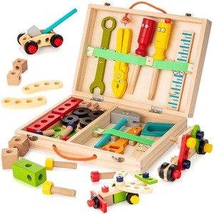 Wudly 53-Piece Montessori giáo dục STEM xây dựng thiết lập đa màu sắc công cụ bằng gỗ hộp trẻ em an toàn chứng nhận học tập đồ chơi - Product Image 5