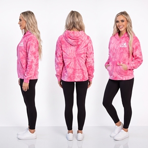 <b>Women's</b> Bright <b>Pink</b> Spiral Tie-Dye <b>Hoodie</b> | KhumBro Custom Fleece Pullover Sweatshirt Oversized Casual <b>Pink</b> Pocket Front Logo - Product Image 2
