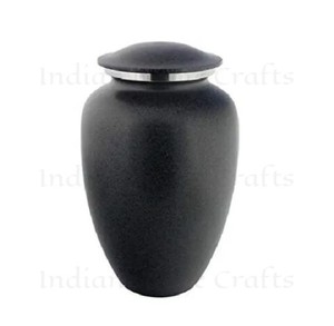 Black Urn Ash Cremation <b>Keepsake</b> Vase <b>Memorial</b> Urn with Silver Lid for Graveyard Remembrance - Product Image 2