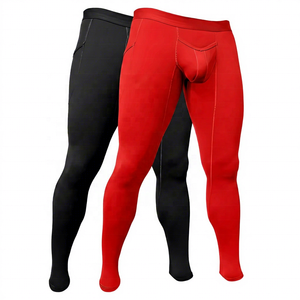 Leggings de compression intégrale pour homme, couleur unie avec logo, taille élastique sur la jambe droite, matière Spandex Polyester 180g - Product Image 3