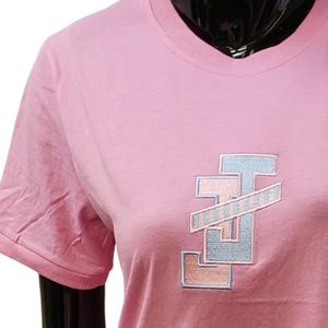 Camiseta Rosa de Manga Corta para Mujer, Cuello Redondo, Informal, de Algodón, Suave, Transpirable, Cómoda para Uso Diario - Product Image 4