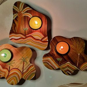 Portavelas moderno con base de madera en forma de corazón para el hogar, bodas, decoración festiva, cuenco para velas para decoración de mesa y uso en aromaterapia. - Product Image 2