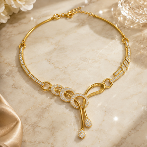 Parure de collier de créateur en or massif 18 carats avec diamants, idéale pour fiançailles, mariage, anniversaire, fête, cadeau, bijoux pour femmes, acheteurs B2B - Product Image 2