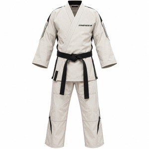 Kimono de BJJ Personalizado, Blanco, de Algodón, Unisex para Adultos, Corte Regular, Durable, con Cinturón Negro y Detalles en Verde Oliva, Judo Gi - Product Image 1