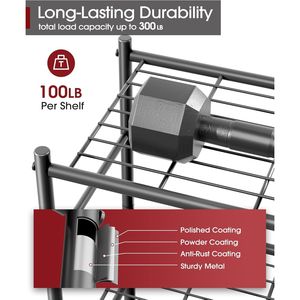 Scaffale di Stoccaggio in Metallo a 3 Ripiani Robusto con Piedini Regolabili Salvaspazio per Garage - Product Image 4