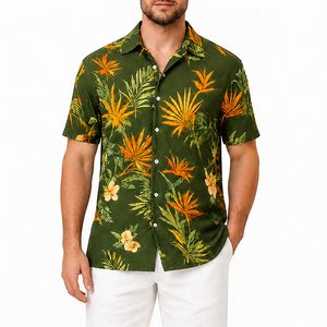 Camisa Hawaiana Blanca con Estampado Floral para Hombre, Nueva Llegada 2026, Venta al Por Mayor, Manga Corta, Transpirable, Casual, con Botones, para Playa - Product Image 6