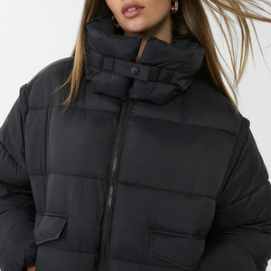 Chaqueta Corta Acolchada para Mujer, Color Azul Suave y Negro, Abrigo de Invierno, Estilo Kawaii, Corto, Transpirable, Forro de Viscosa de Piel de Oveja, Forro de Lana - Product Image 2