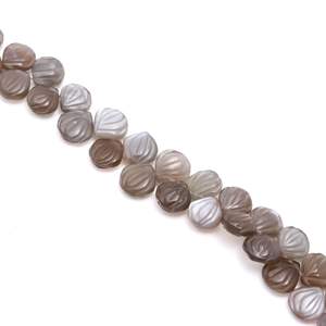 Perles de coquillages sculptées en pierre de lune grise naturelle, perles de pierres précieuses sculptées à la main, perles de pierre de lune percées sur le côté pour la fabrication de bijoux 9-10mm - Product Image 5