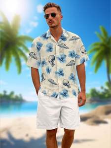 Camisa cómoda para hombre, manga corta, estampado tropical, informal, para playa, con botones, verano, vibrante, colorida, floral, camiseta de verano para hombre - Product Image 5