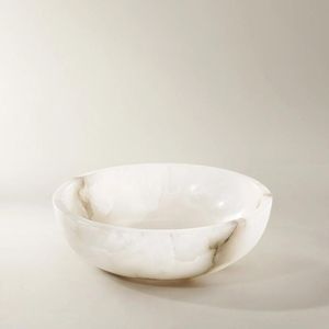 Tazón de servir de alabastro blanco, hecho a mano por artesanos, elegante tazón de gres para frutas secas, bocadillos y postres. - Product Image 6