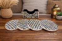 Sous-verres ronds en nacre incrustée, tapis décoratifs faits à la main, dessous de verre pour table basse, pour la maison et le café