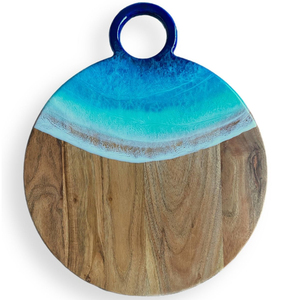 Premium Wood And Emerald Green Resin Cutting Board Luxury Gold <b>Foil</b> Epoxy Charcuterie Serving Platter With Handle For <b>Kitchen</b> - Product Image 5