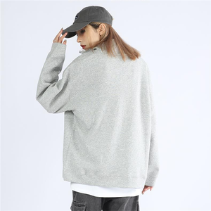 OEM <b>Men</b>`<b>s</b> Streetwear Oversized <b>Half</b> <b>Zip</b> <b>Sweatshirt</b> Solid Grey Stand Collar 100% Cotton Custom Logo Pullover Top Summer Wear - Product Image 3