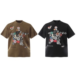 เสื้อยืดแขนสั้นผู้ชายทรงปกติ ผ้าฝ้าย 100% หนัก 260GSM ซักย้อมสีแบบวินเทจ พิมพ์โลโก้ เนื้อผ้านุ่ม สวมใส่สบาย สีพื้น - Product Image 1