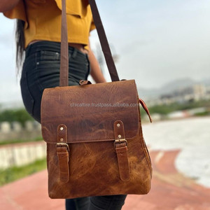 Nouveau deux en un Messenger avec sac à dos en cuir pleine fleur Crunch véritable sacs de voyage faits à la main sac à dos multi-usages sacs à dos scolaires - Product Image 2