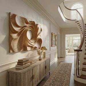 Contemporary Wooden Wall Sculpture Abstract Art Handmade Irregular Shape For Hallway Decor Handcrafted Solid Wood Sculpture - Product Image 3