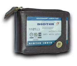 Cartera de cuero de calidad para hombre con cremallera, organizador de tarjetas de crédito, billetera delgada con ventana para identificación y múltiples ranuras para tarjetas - Product Image 2