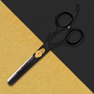 Ciseaux de coiffure professionnels Harbor Industry à revêtement noir pour la coupe des cheveux, ciseaux de salon, étui en cuir - Product Image 6
