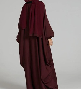 Top Quality Wholesale Dubai Abaya 2026 Turkish Modest <b>Kaftan</b> Kimono Elegant Bat Sleeve Chiffon Silk Abaya For Womens Muslim - Product Image 3