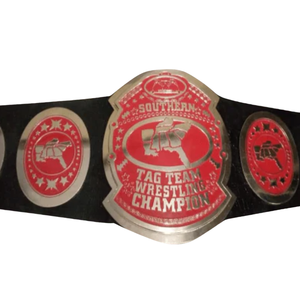 Ceinture de champion de lutte Southern Tag Team, design rouge et argenté, sangle noire, ceintures de titre de collection haut de gamme - Product Image 5