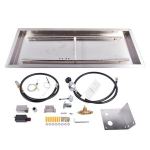 36x12 Inch Stainless Steel <b>Fire</b> <b>Pit</b> Pan Burner Kit Indoor/Outdoor Rectangular <b>Fire</b> <b>Pits</b> - Product Image 2