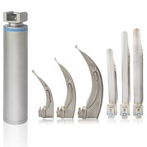 Ensemble professionnel d'opérations vétérinaires LED Combo : Laryngoscope d'urgence pour intubation, 3 lames Macintosh, 3 lames Miller, manuel, en acier, par Dentavex - Product Image 1