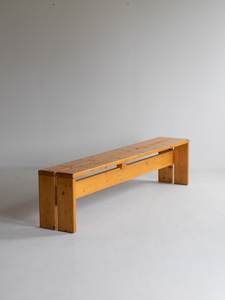 Banc de jardin rectangulaire en teck massif avec pieds en forme de boîte - Product Image 1