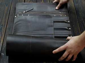 Sac de transport pour couteau de chef professionnel en cuir véritable robuste, léger et portable, pochette de rangement multi-outils pour voyage, 8-11 - Product Image 2