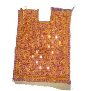 Baloch Vintage Tribal Banjara Ne Yoke Embroidery <b>Mirror</b> Work Cotton Fabric Used Clothes Applique Patch Sewing Short Sleeve - Product Image 1