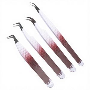 Pinzas de pestañas de acero inoxidable respetuosas con el medio ambiente con etiqueta privada personalizada, puntiagudas, 45, 75, 90 grados, Nano agarre, fibra, logotipo impreso en diamante - Product Image 1