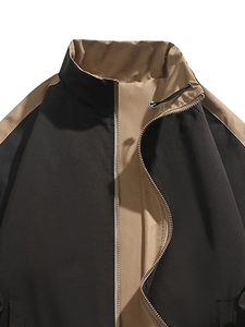 Chaqueta cortavientos reversible para exteriores con capucha, corte holgado, cremallera, poliéster, nailon, a prueba de viento, estampado completo, personalizada, holgada - Product Image 4