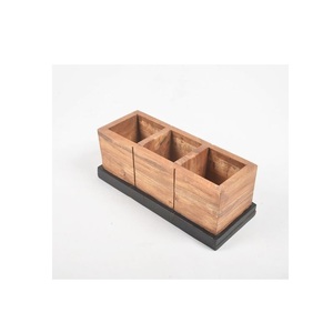 Support à stylos en bois fait main, organisateur de bureau au design moderne, forme rectangulaire, multi-compartiments, capacité personnalisable pour - Product Image 4